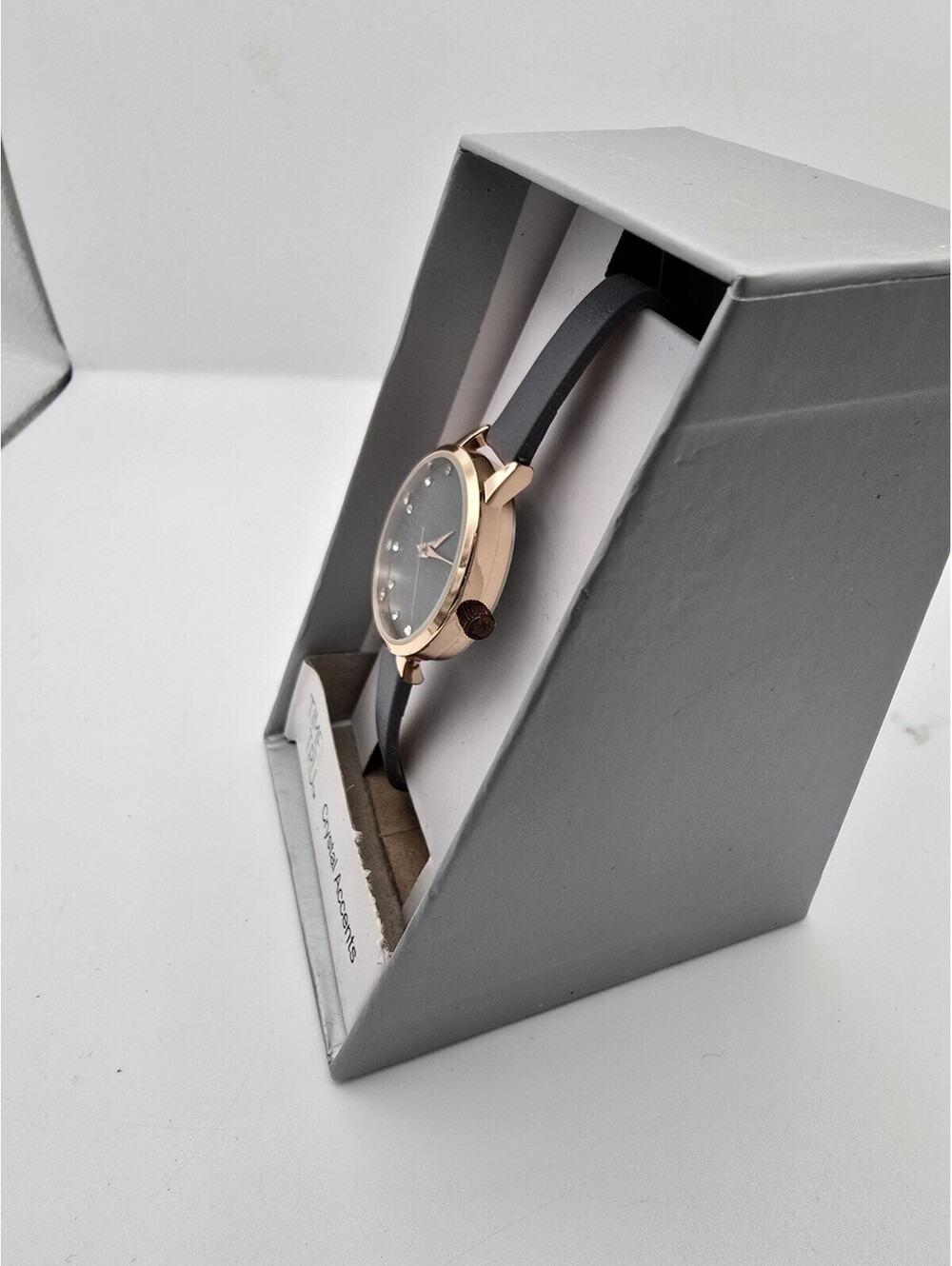 Time and Tru FMDOTT039 Ladies Crystal Accents Watch Rose Gold Tone Grey Strap - Picture 3 of 7